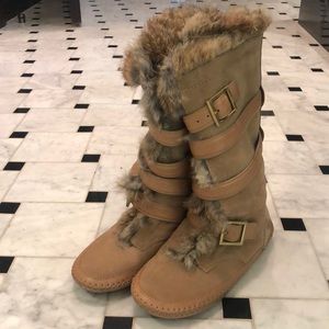Tory Burch fur midi boots